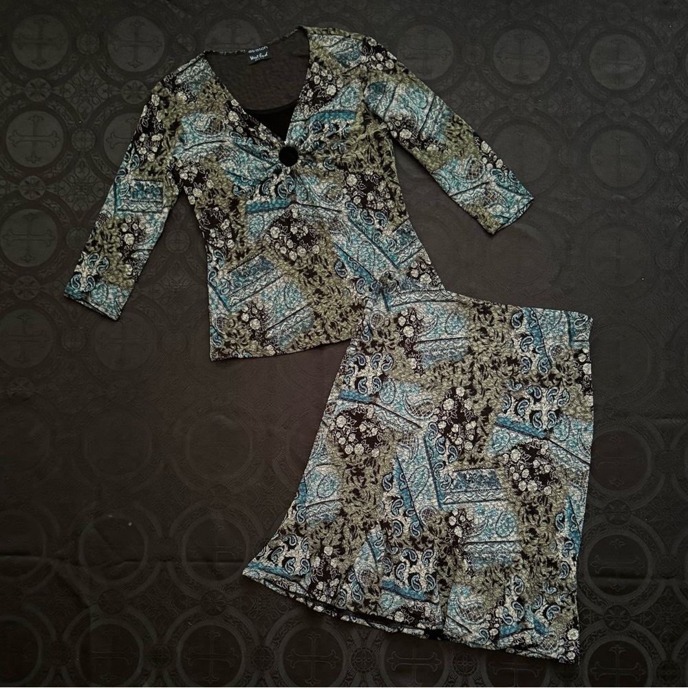 vintage y2k blouse and skirt set